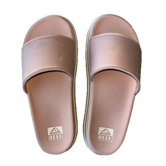 NEW Women's Reef Cushion Bondi Bay Neutral Pale Pink Platform Slide Sandals SZ 8 - Picture 2 of 11